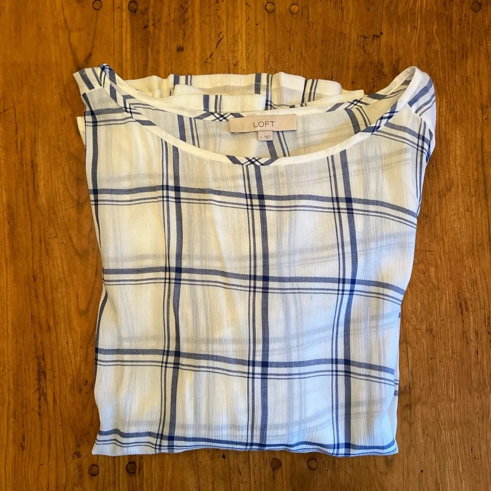 💥Last Call💥 NWOT LOFT Drop Waist Peplum Top Long Sleeve Lightweight Gauzy Rayon - Picture 11 of 13